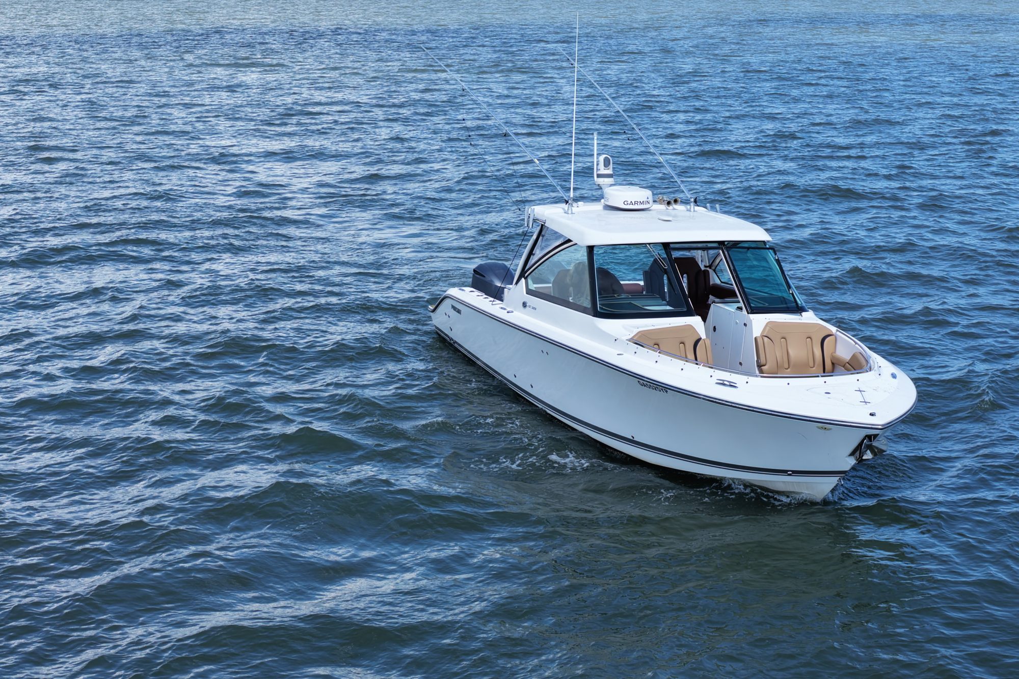 The Skidaway Charters boat, a 32-foot Pursuit, seen from above